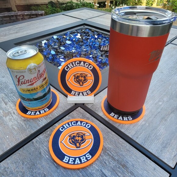 Chicago Bears Coasters Set - 3D Printed - (Set of 4) - Picture 2 of 3